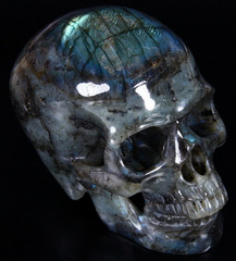 LIFESIZE 7.5" Labradorite Carved Crystal Skull, Super Realistic Skull