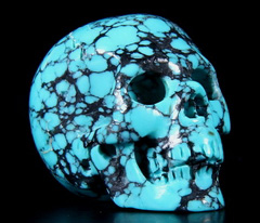 1.1" Turquoise Carved Crystal Skull, Realistic