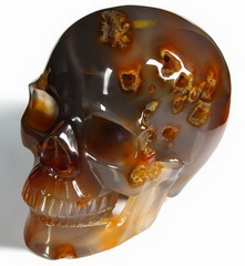 Huge 4.9" Carnelian Carved Crystal Skull, Realistic
