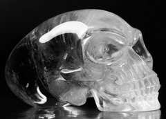CLEAR! 3.7" Quartz Rock Crystal Carved Elongated Mayan Alien Crystal Skull