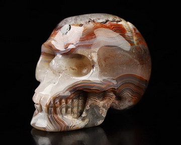 Gemstone 1.1" Red Crazy Lace Agate Hand Carved Crystal Skull, Realistic, Crystal Healing