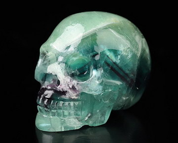 1.4" Fluorite Hand Carved Crystal Skull, Realistic, Crystal Healing