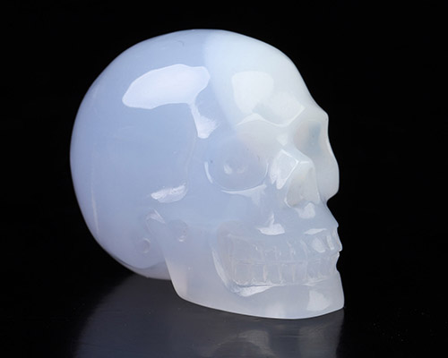 1.4" Blue Chalcedony Hand Carved Crystal Skull, Realistic, Crystal Healing