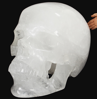 286LB Titan 23.6" Quartz Rock Crystal Hand Carved Crystal Skull, Super Realistic, Crystal Healing
