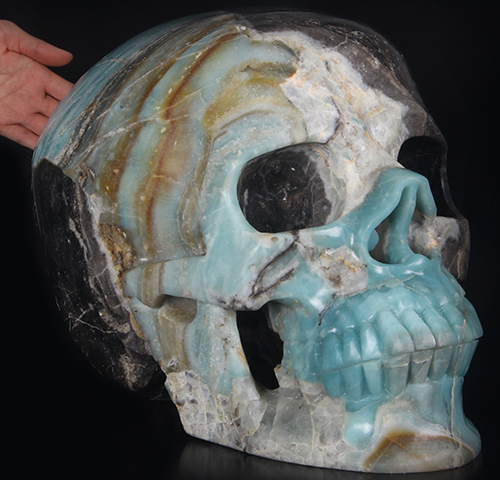 95.4LB Titan 16.5" Chinese Amazonite Hand Carved Crystal Skull, Super Realistic, Crystal Healing