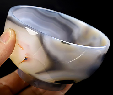 4.3" Premium Brazilian Agate Carved Crystal Bowl