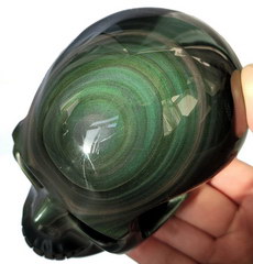 Rainbow 5.0" Black Obsidian Carved Crystal Skull,Realistic, Crystal Healing