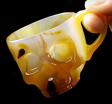 2.7" Premium Brazilian Agate Carved Crystal Coffee Espresso Cup, Realistic