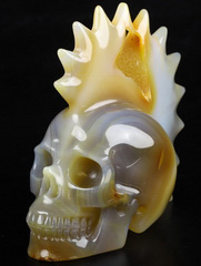 5.1" Premium Brazilian Agate Carved Crystal Punk skull,Realistic, Crystal Healing