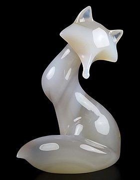 4.1" Premium Brazilian Agate Carved Crystal Fox, Crystal Healing