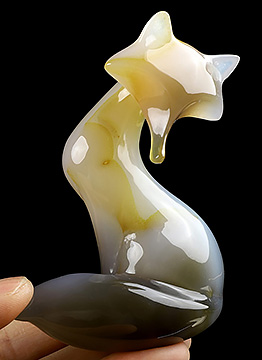4.1" Premium Brazilian Agate Carved Crystal Fox, Crystal Healing