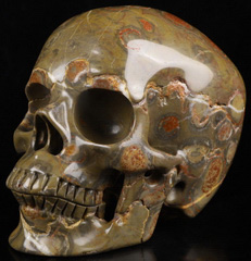 Huge 5.0" Plum Blossom Poppy Jasper Carved Crystal Skull,Super Realistic, Crystal Healing