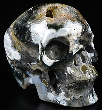 GEODE Huge 4.1" Ocean Jasper Carved Crystal Skull,Super Realistic, Crystal Healing