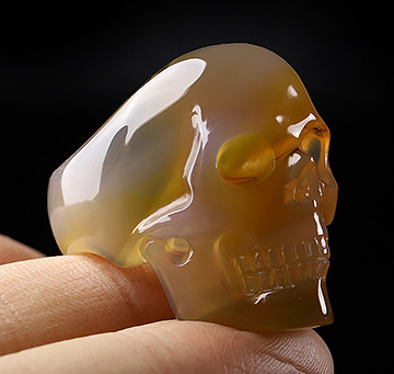 #10 Premium Brazilian Agate Carved Crystal Skull Rings, Crystal Healing