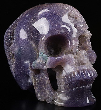 Gemstone 5.0" Purple Grape Agate Geode Carved Crystal Skull,Super Realistic, Crystal Healing