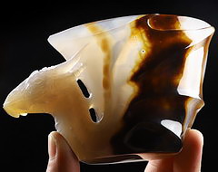 5.2" Premium Brazilian Agate Carved Crystal Dragon Head Cup,Crystal Healing