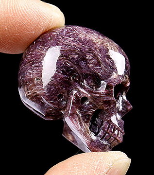GEMSTONE 1.2" Russian Charoite Carved Crystal Skull, Realistic