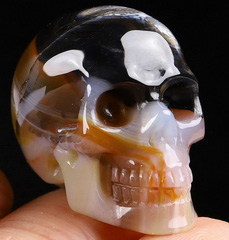 1.1" Agate Carved Crystal Skull, Realistic