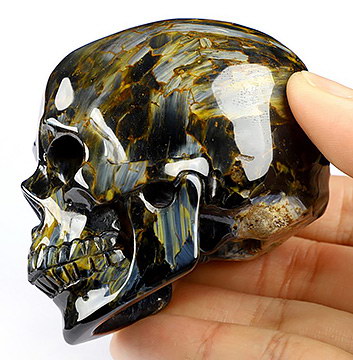 AMAZING Gemstone 2.9" Pietersite Carved Crystal skull,Super Realistic, Crystal Healing