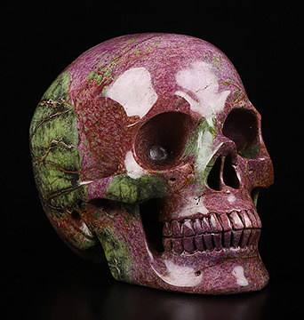 Gemstone 3.6" Stichtite and Serpentine Carved Crystal Skull,Realistic, Crystal Healing