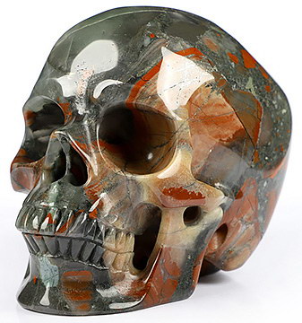5.1" African Bloodstone Carved Crystal Skull,Super Realistic, Crystal Healing