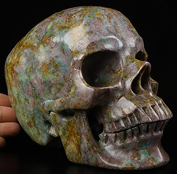 Lifesized 6.9" Ruby Fuchsite Carved Crystal Skull,Super Realistic, Crystal Healing