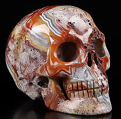 2.0" Red Crazy Lace Agate Carved Crystal skull,Realistic, Crystal Healing