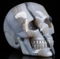 1.4" Gray & White Agate Carved Crystal Skull,Realistic, Crystal Healing