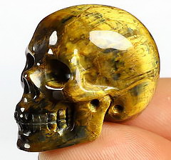 GEMSTONE 1.2" New Pietersite Carved Crystal Skull,Realistic, Crystal Healing