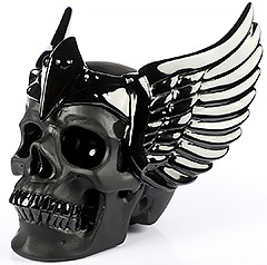 The Warrior! 5.9" Black Obsidian Carved Crystal Skull, Crystal Healing