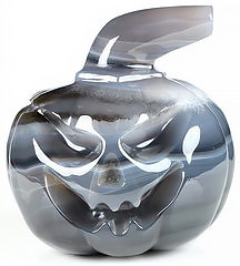 4.6" Premium Brazilian Agate Carved Crystal Skull Pumpkin,Super Realistic, Crystal Healing