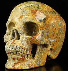 5.1" Crazy Lace Agate Carved Crystal Skull,Super Realistic, Crystal Healing