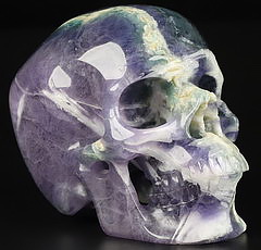 5.1" Fluorite Carved Crystal Skull,Super Realistic, Crystal Healing