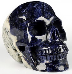Lifesized 6.8" Sodalite Carved Crystal Skull,Realistic, Crystal Healing