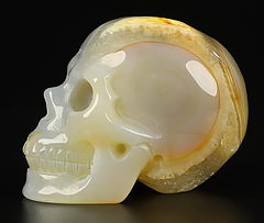 2.0" Agate Geode Carved Crystal Skull,Realistic, Crystal Healing
