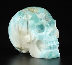 1.7" Larimar Carved Crystal Skull,Realistic, Crystal Healing
