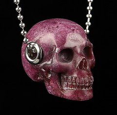 1.1" Stichtite Carved Crystal Skull Pendant With 925 Sterling Silver, Crystal Healing