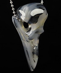 2.2" Agate Carved Crystal Raven Skull Pendant, Crystal Healing