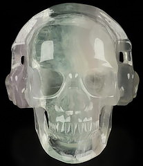 5.1" Fluorite Carved Crystal Headset Skull, Crystal Healing