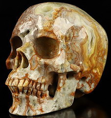 GEMSTONE 4.0" Red Crazy Lace Agate Carved Crystal Skull,Super Realistic, Crystal Healing