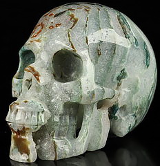 GEODE Huge 5.0" Indian Agate Carved Crystal Skull, Crystal Healing