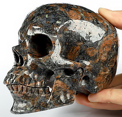 5.1" Tan Brown Granite Stone Carved Crystal skull,Super Realistic, Crystal Healing