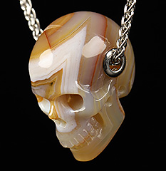 1.1" Agate Carved Crystal Skull Pendant, Crystal Healing