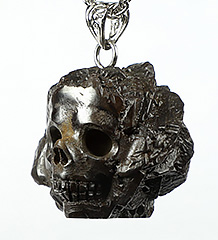1.3" Limonite Carved Crystal Skull Pendant, Crystal Healing