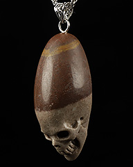 2.3" Sacred Shiva Lingam Carved Crystal Skull Pendant, Crystal Healing