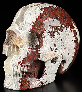 Gemstone 3.9" Red Crazy Lace Agate Hand Carved Crystal Skull, Realistic, Crystal Healing