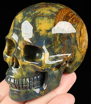 3.1" New Pietersite Hand Carved Crystal Skull, Realistic, Crystal Healing