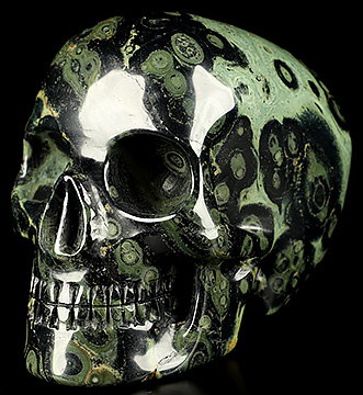 5.1" Kambaba Jasper Hand Carved Mitchell-Hedges Crystal Skull Replica Sculpture, Crystal Healing