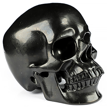 5.1" Shungite Hand Carved Crystal Skull, Super Realistic, Crystal Healing