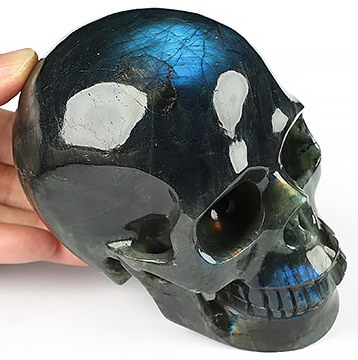 5.1" Labradorite Hand Carved Crystal Skull, Realistic, Crystal Healing